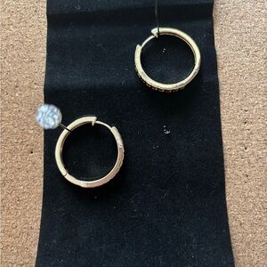 Elegant Gold and Birth Stone Garnet Reversible Hoop Earrings